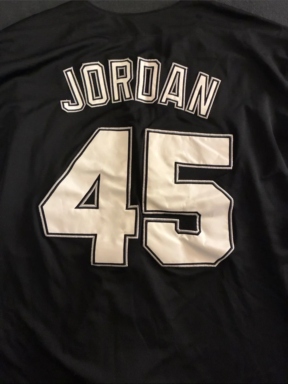 Jordan Black Short-Sleeve Jersey with White 45